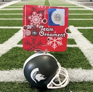 Neu mit Etikett NCAA Michigan State University spartanischer Weihnachtsschmuck 3" Football-Helm - Bild 1 von 9
