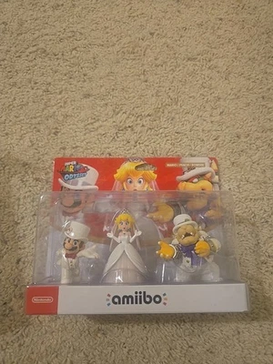 Super Mario Odyssey Amiibo — свадебный персиковый боузер Mario упаковка 3 шт. — запечатанная коробка - Изображение 1 из 4