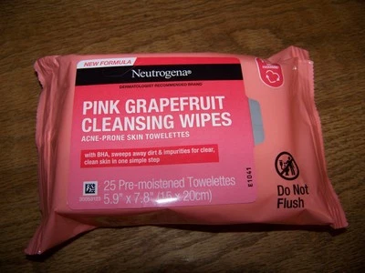 Neutrogena TOALLITAS LIMPIADORAS DE POMELO ROSA para piel propensa al acné 25 quilates NUEVO Foto 1 de 3