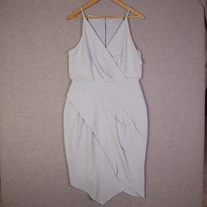 Cooper St Ice Blue Dress Size 12 V Neck Faux Wrap Asymmetrical Hem Lined - Picture 1 of 10