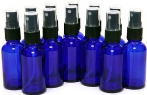 12 Pack- 15ml (1/2 oz) Cobalt Blue Glass Bottles, with Black Fine Mist Sprayer - Picture 1 of 1