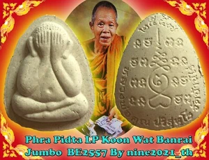 ¡Raro! Phra Pidta Jumbo Blanco LP Koon Wat Banrai Antiguo Amuleto Tailandés Buda Talismán - Imagen 1 de 12