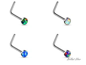 Nasenpiercing Nasenstecker Nasenring Silber L-Form Opal 1 St / Set - Bild 1 von 6