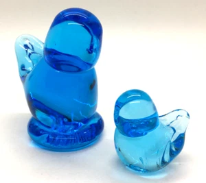 2 Blue Bird Of Happiness Ron Ray Vintage Glass Hand Blown Figurines Signed 1994 - Picture 1 of 13