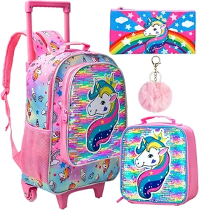 Mochila con ruedas 3 PIEZAS para niñas niños, bolsa para libros con ruedas para niños, escuela con ruedas - Imagen 1 de 9