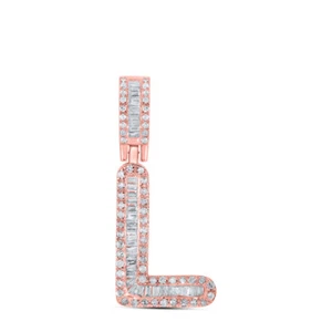 Colgante de oro rosa de 10kt para hombre Baguette diamante L letra inicial 1/3 Cttw - Imagen 1 de 1