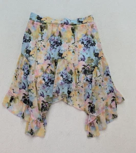Disney D-Signed Girls Handkerchief Hem Skirt Blue Floral Lined Size Small Spring - Picture 1 of 18