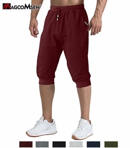 Cotton Gym Shorts Mens Workout Running Jogger Sports Shorts 3/4 Pants Trousers - Picture 1 of 76