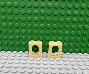 Lego 2 hellbraune 1x2x2 Fensterrahmen gewölbt OHNE Linse Zug NEU - Bild 1 von 1