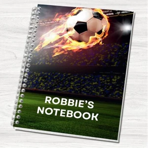 A5 Notebook Notepad Wire Bound Football Personalised Note Book Flaming Ball NB53 - Picture 1 of 3