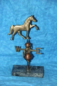 Vintage Table Top Brass Horse Weather Vane on a Stone Base - Picture 1 of 6