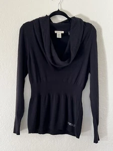 Vertigo Paris Black Cowl Neck Long Sleeve Knit Sweater Wool Cashmere Blend Large - Picture 1 of 6