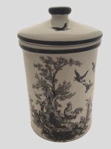 Aux Au Provence French County Black & White Rooster Canister Large - Picture 1 of 9
