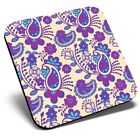 Square Single Coaster - Purple Paisley Pattern Fun  #2429