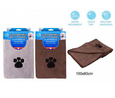 Quick Drying Dog Towel Pet Cleaning Super Absorbent Microfibre Grey Brown • 8.76€