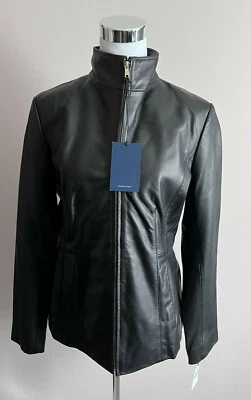 Chaqueta negra de cuero Cole Haan Lamb nueva con etiquetas talla L 356M2976 Foto 1 de 4