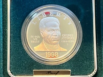1998 Black Revolutionary War Patriots Proof Silver Dollar in Box w/COA - D004 - Image 1 of 4
