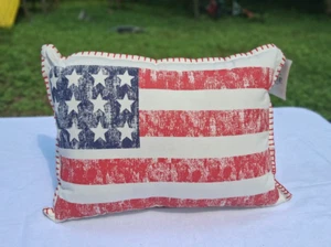 American Flag 14” x 18” Throw Pillow Patriotic Elise & James Home Decorative NEW - Picture 1 of 8