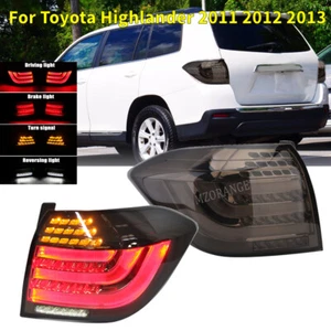 2x Smoked LED Tail lights Rear Brake Lamps For Toyota Highlander 2011 2012 2013 - Imagen 1 de 13