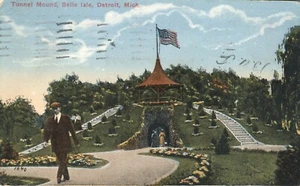 Postal Tunnel Mound Belle Isle Rest House People Detroit Michigan 1915 - Imagen 1 de 2
