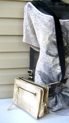 Botkier Leather Crossbody Bag Gold Small 3 compartments - Image 1 of 4