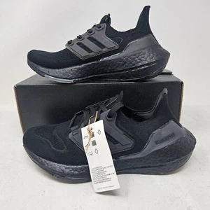 Youth Adidas UltraBoost 21 J Athletic Gym Shoe / Triple Black / FY5390 / Size 4 - Picture 1 of 6