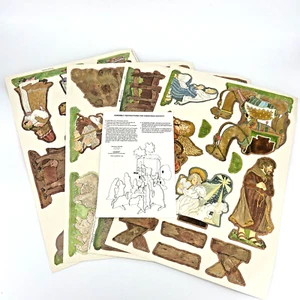 VTG Paper Manger Nativity Scene Christmas Decorating Kit 3D 1979 Double Sided - Picture 1 of 8