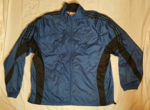 Adidas gefütterter Windbreaker Herren Gr. 2XL blau und schwarz 3 Streifen Ärmel durchgehender Reißverschluss - Bild 1 von 8
