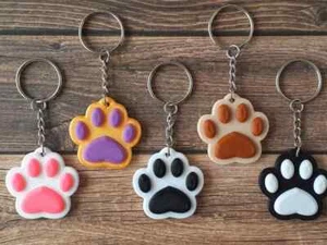 3D Paw Print Keyring Birthday Gift Pet Lover Dog Cat Animals Cute - Picture 1 of 1