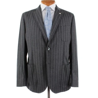 L.B.M. Abrigo deportivo 1911 nuevo con etiquetas talla 54R (44R EE. UU.) a rayas grises 100 % lana Foto 1 de 4