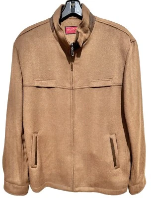 NWT MANTONI Cashmere Jacket Mens Size L Milan Italy Brown Wool Zip Moto Coat - Image 1 of 4