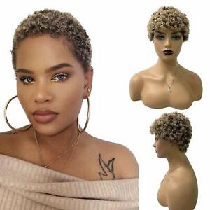 Women's Short Afro Curly Wigs Synthentic Hair Pixie Cut Wigs Heat Safe Dress Wig