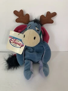 Disney Store Winnie The Pooh Mini Bean Bag Reindeer Eeyore Christmas Plush 9" - Picture 1 of 7