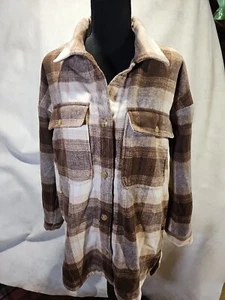 NWOT Womens Banana Republic Shacket Brown Plaid Size Medium - Picture 1 of 9