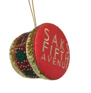 SAKS FIFTH AVENUE Beaded Sequin Round Box Ornament Galerie Au Chocolat 1997 - Picture 1 of 6