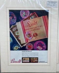 Original Vintage Matted Chocolate Magazine Advert 1966 Lindt Liqueur Chocolates - Picture 1 of 1