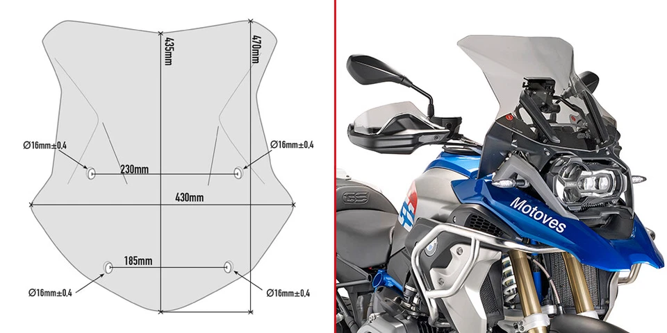 Windshield Fairing Givi 5124D Smoke BMW R 1200 GS 2018 5124D + D5108KIT Foto 1 de 1