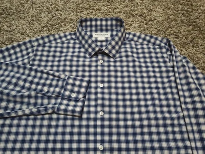 Mizzen + Main Shirt Mens 2XL XXL Blue Plaid Performance Classic Fit Long Sleeve - Image 1 of 4