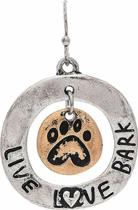 Paar zweifarbige Charm-Ohrringe Live, Love, Bellen Hund - Bild 1 von 1