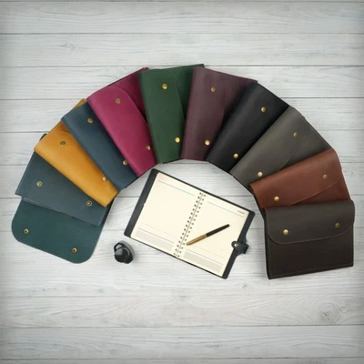 Leather File Folder A5 Accordian Vertical Paper Organizer Holder for Documents - Image 1 of 4