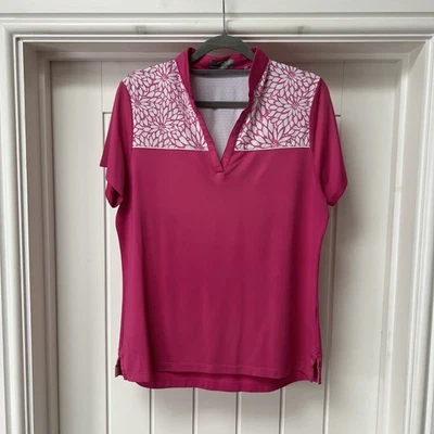 Callaway V Golf Polo Shirt Women's Medium Pink Short Sleeved Opti-Dri V-Neck Top - Image 1 of 4