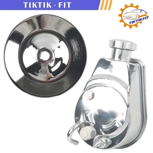 Polished Saginaw Power Steering Pump & 1 Groove Keyway Pulley For SBC BBC Chevy - Picture 1 of 13