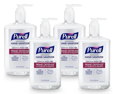 4x Purell PRIME DEFENSE Desinfectante Avanzado de Manos, 12 Fl Oz, Sin Perfume, 4PK Foto 1 de 4
