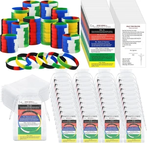 50 Sets Plan of Salvation Bracelets Bulk Cards Gospel Tracts Pocket Holy Prayer - Picture 1 of 7