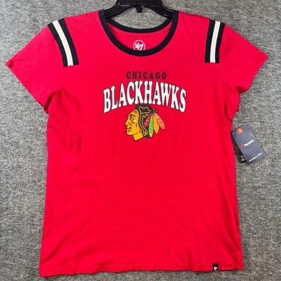 Camiseta Chicago Blackhawks 47 Marca NHL Mujer Talla L Fanáticos Roja Hockey Camiseta NUEVA Foto 1 de 4
