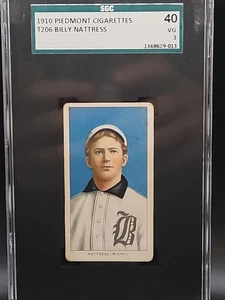 1909 T206 Piedmont 350 Billy Nattress SGC 3 40 VG **CENTERED** - Picture 1 of 2