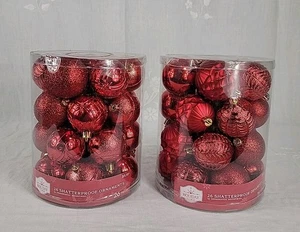 LOT 2 HOLIDAY TIME 26 PIECES RED  SHATTERPROOF ORNAMENTS. Christmas . New - Bild 1 von 3