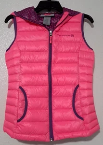 Chaleco acolchado con capucha rosa Free Country Girls talla L grande 14/16 cremallera completa  - Imagen 1 de 8