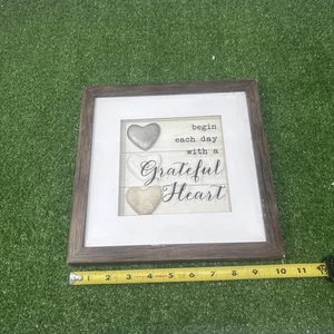 Begin Each Day With A Grateful Heart Shadow Box Wall Hanger - Picture 1 of 6