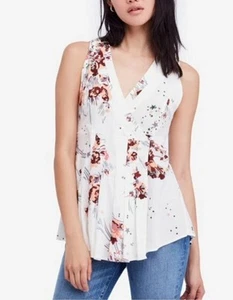 Free People Back to Basics Floral Wrap Tunic Size Medium Ivory - Picture 1 of 7
